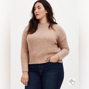 TORRID Lurex Crop Pullover Sweater / Dusty Rose Wool Blend